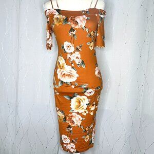 Beautiful Floral Off Shoulder Midi Dress